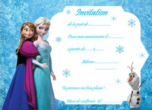 carte anniversaire reine des neige avec olaf et anna
